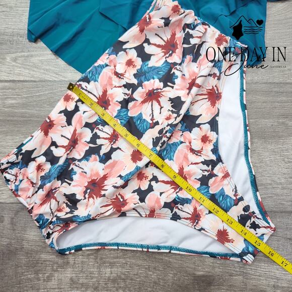 Tempt Me Plus Size Tummy Control High Waist Flounce Bikini Swimsuit Size XXL - Picture 5 of 6